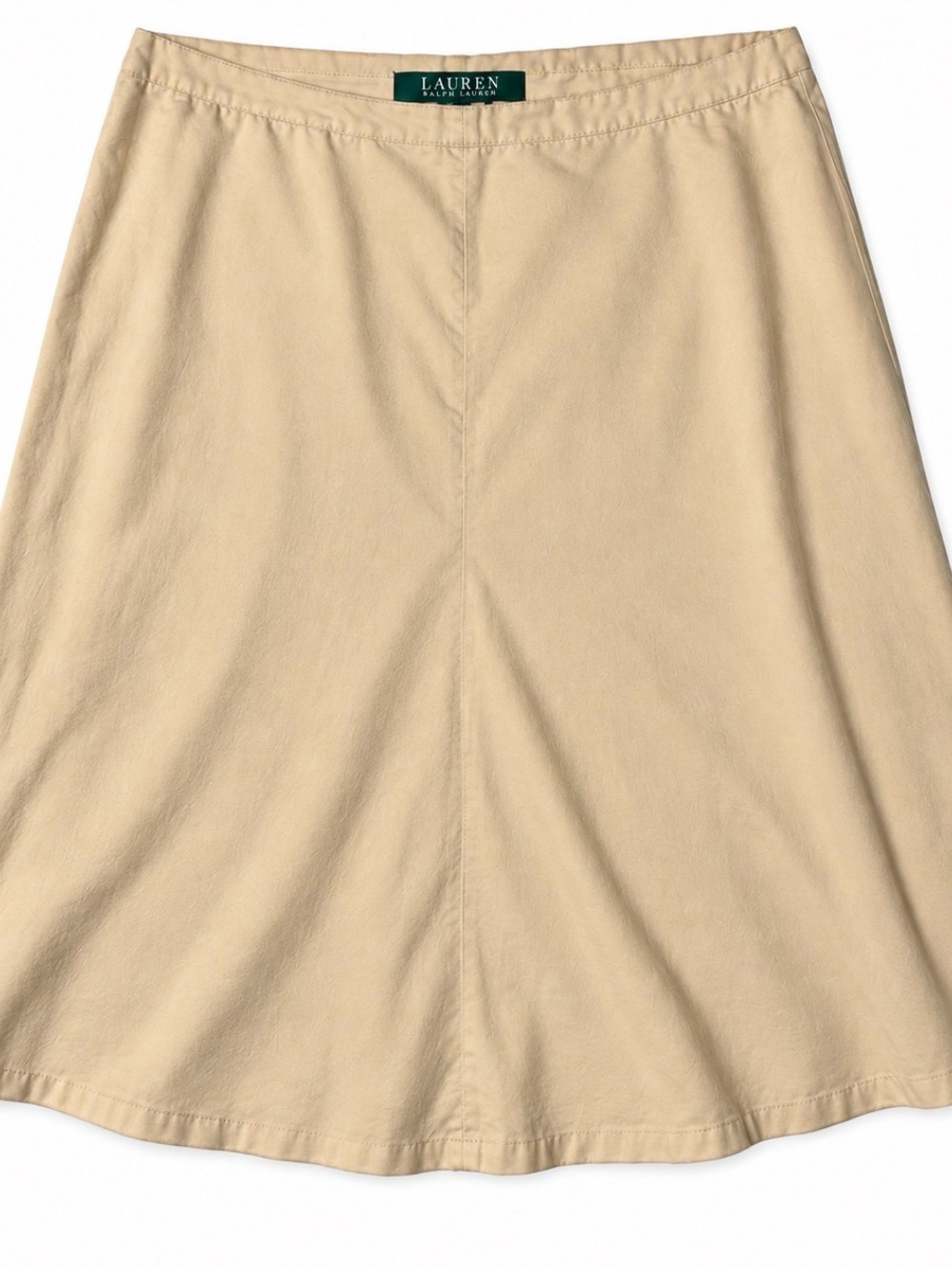 Lauren Ralph Lauren Size 10 Beige Silk Blend A-Line Midi Skirt Side Zip